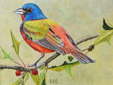 OATMEAL CARDINAL" in a frame Malarstwo zatytułowany „OATMEAL CARDINAL" i…” autorstwa Sergey Suslov, Oryginalna praca, Olej Zamontowany na Karton