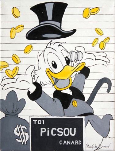 Peinture intitulée "Picsou & Co, arrêté…" par Christophe Stephan Durand, Œuvre d'art originale, Huile Monté sur Châssis en b…