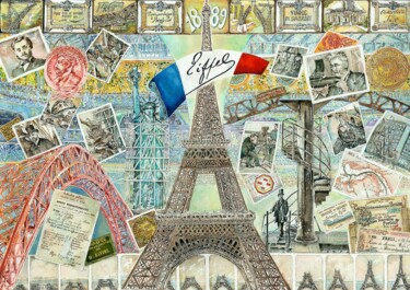 EIFFEL Gravures & estampes intitulée "EIFFEL" par Dominique Chapuis, Œuvre d'art originale, Aquarelle
