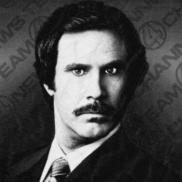 Will Ferrell Anchorman The Legend of Ron Burgundy Drawing Peinture intitulée "Will Ferrell Anchor…" par Tony Rubino, Œuvre d'art originale, Acrylique Monté sur Châssis en bois