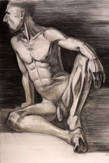 Pintura intitulada "Basil - yogi, nude…" por Konstantin Fomin, Obras de arte originais, Pastel