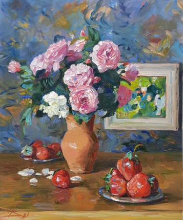 Strawberry mood Painting titled "Strawberry mood" by Vladimir Natalushko, Original Artwork, Oil