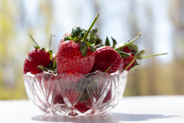 Strawberries on a sunny day. Large ripe berries in a crystal Photography titled "Strawberries on a s…" by Viktoriia Gaman, Original Artwork, Digital Photography