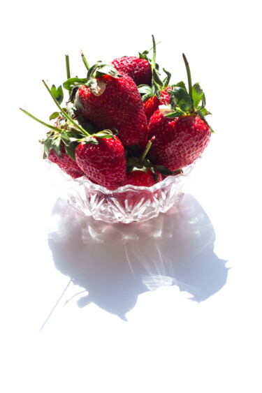 Strawberries on a sunny day. Colorful shadow and white back Photography titled "Strawberries on a s…" by Viktoriia Gaman, Original Artwork, Digital Photography