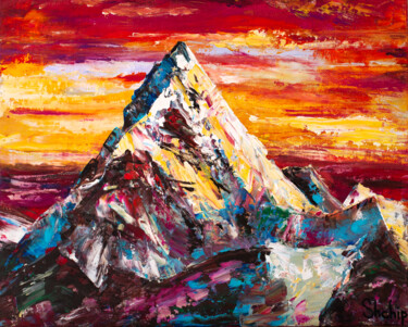 Everest. The Highest Mountain Painting titled "Everest. The Highes…" by Natalia Shchipakina, Original Artwork, Oil Mounted on Wood Stretcher frame