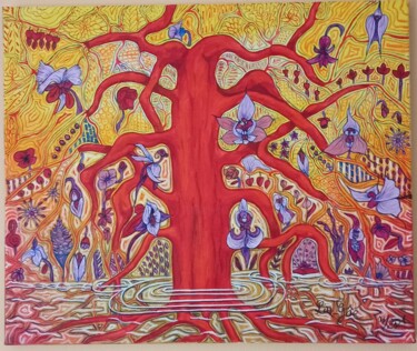 绘画 标题为“ARBORESCENCE TENTAC…” 由Lucie Goubert (Liu-Gôé), 原创艺术品, 丙烯 安装在木质担架架上