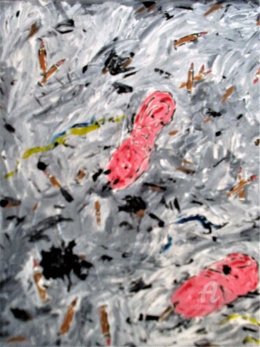 Painting titled "Les chaussons d' An…" by Roberto Urbano, Original Artwork, Acrylic Mounted on Wood Stretcher frame