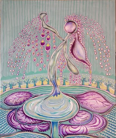Malarstwo zatytułowany „BALLERINE D'EAU” autorstwa Lucie Goubert (Liu-Gôé), Oryginalna praca, Akryl Zamontowany na Drewniana…