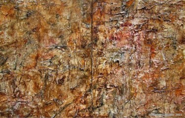 Painting titled "Dyptique Fossiles 2" by Maryse Lapointe, Original Artwork, Oil