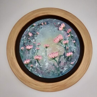 Painting titled "Romantic Peonies" by Gitika Singh, Original Artwork, Acrylic Mounted on Wood Panel