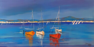Peinture intitulée "Bateaux au port du…" par Daniel Giacchi, Œuvre d'art originale, Huile