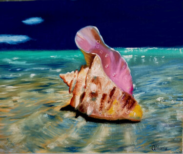Seashell Painting Nautical Art Miami Beach Ocean Original Oi 「Seashell Painting N…」というタイトルの絵画 Oksana Harrisによって, オリジナルのアートワーク, オイル
