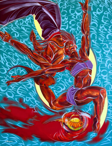 Peinture intitulée "Air Dance" par Laurent Messager, Œuvre d'art originale, Huile Monté sur Châssis en bois