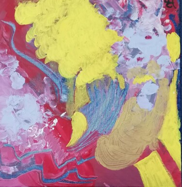 Peinture intitulée "Abstraction en jaun…" par Valérie Blum (Valery), Œuvre d'art originale, Acrylique Monté sur Autre pannea…