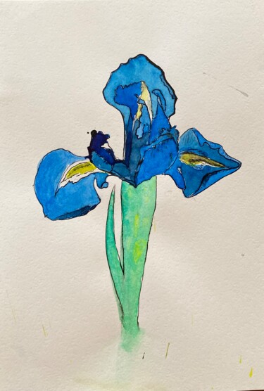 Schilderij getiteld "Iris" door Sergei Kozachenko, Origineel Kunstwerk, Inkt
