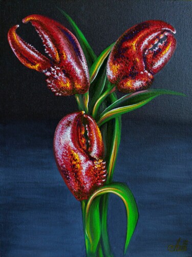 Surreal bouquet 绘画 标题为“Surreal bouquet” 由Anna Shabalova, 原创艺术品, 油 安装在纸板上