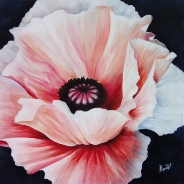Tekening getiteld "Le pavot" door Brigitte Dumont, Origineel Kunstwerk, Pastel