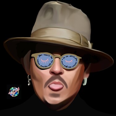 Arts numériques intitulée "Johnny depp" par Cosmoarty, Œuvre d'art originale, Peinture numérique Monté sur Aluminium