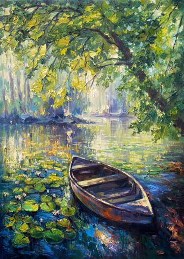 Painting titled ""Harbour Nights"ori…" by Artem Grunyka, Original Artwork, Oil