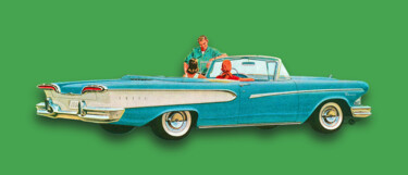 拼贴 标题为“Edsel Car Advertise…” 由Tony Rubino, 原创艺术品, 丙烯 安装在木质担架架上