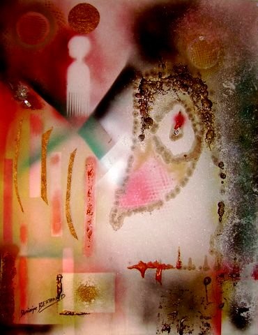 제목이 "Animal  et personna…"인 미술작품 Dominique Bertrand로, 원작, 아크릴 나무 들것 프레임에 장착됨