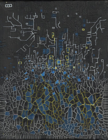 绘画 标题为“Earthquake 1” 由Clément Delerot, 原创艺术品, 丙烯 安装在木质担架架上