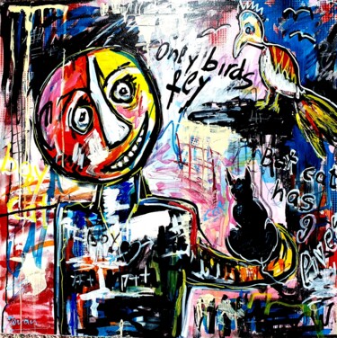 Peinture intitulée "Only birds fly, Bat…" par Jovanart, Œuvre d'art originale, Acrylique