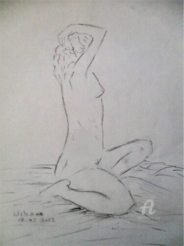 Nu avec toi ! Drawing titled "Nu avec toi !" by Roberto Urbano, Original Artwork, Pencil