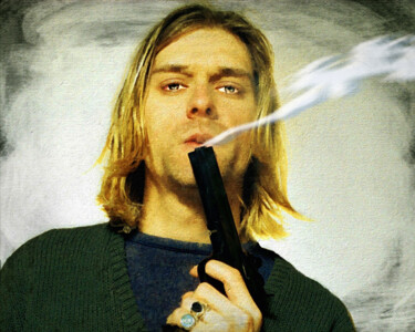 Digital Arts titled "Kurt Cobain Nirvana…" by Tony Rubino, Original Artwork, Digital Painting Mounted on Wood Stretcher frame