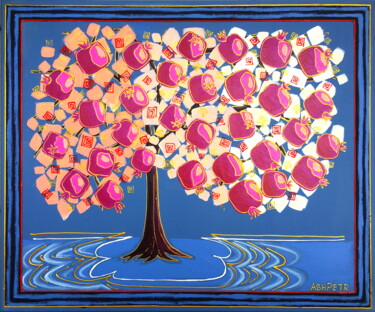 Painting titled "Pomegranate paradise" by Ashot Petrosyan (Ash Petr), Original Artwork, Acrylic