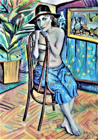 绘画 标题为“13-04 Женщина в шля…” 由Chuzhik, 原创艺术品, 水粉