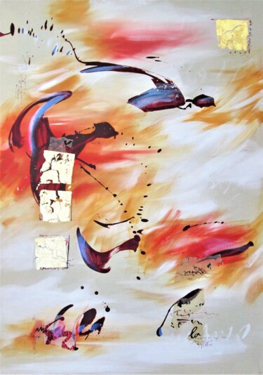 Painting titled "Prémices" by Caroline Keller, Original Artwork, Oil Mounted on Wood Stretcher frame