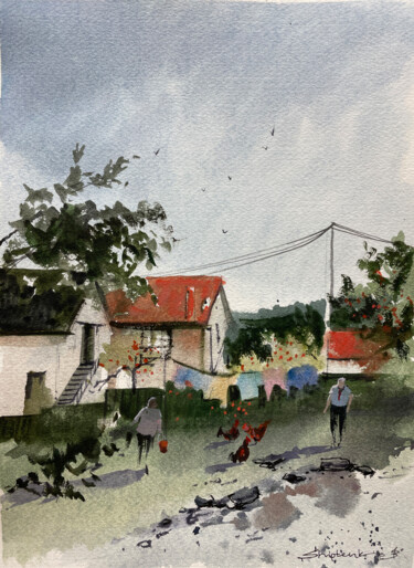 绘画 标题为“Old Village "Yamna"…” 由Bogdan Shiptenko, 原创艺术品, 水彩