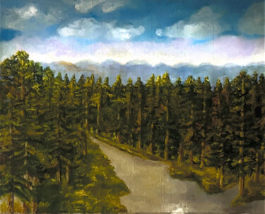 Peinture intitulée "Paysage Taïga" par Lola Jumaeva Novikova, Œuvre d'art originale, Huile