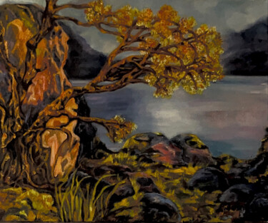 Peinture intitulée "Teletskoe Ozero 2" par Lola Jumaeva Novikova, Œuvre d'art originale, Huile