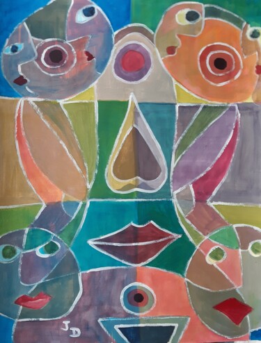 Painting titled "Seins Cachés" by Jacques Desvaux (JD), Original Artwork, Acrylic
