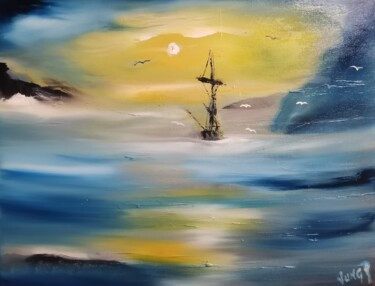 Peinture intitulée "Dreaming Blu" par Pascal Jung, Œuvre d'art originale, Huile