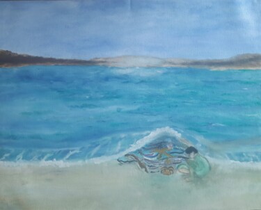 Painting titled "Under the sea waves" by Krishna Art Gallery, Original Artwork, Oil