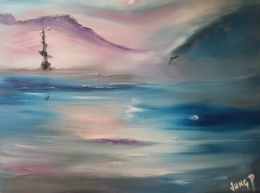 Peinture intitulée "Blu lagoun #2022" par Pascal Jung, Œuvre d'art originale, Huile