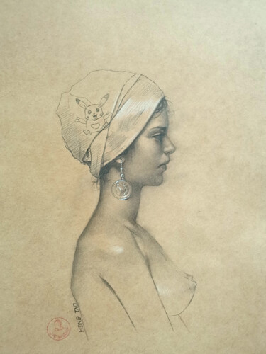Drawing titled "The goddess of libe…" by Hongtao Huang, Original Artwork, Pencil