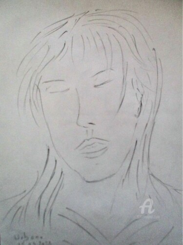 Drawing titled "Fille qui dort !" by Roberto Urbano, Original Artwork, Pencil