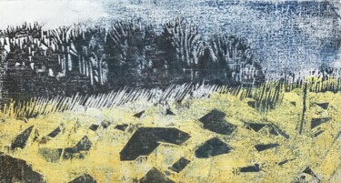 Printmaking titled "Landscape Woodcut" by Sandra Haney, Original Artwork, Linocuts