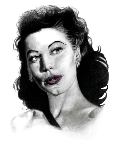 Ava Gardner Σχέδιο με τίτλο "Ava Gardner" από Philip Dietrich, Αυθεντικά έργα τέχνης, Γραφίτης