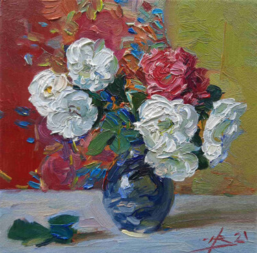 Roses Peinture intitulée "Roses" par Vladimir Natalushko, Œuvre d'art originale, Huile