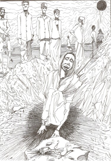 Dibujo titulada "PADECER EN LA REALI…" por Eduardo Bustos Segovia, Obra de arte original, Tinta Montado en Cartulina