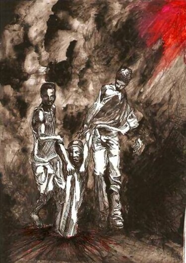 Dibujo titulada "PADECER EN LA REALI…" por Eduardo Bustos Segovia, Obra de arte original, Tinta Montado en Cartulina