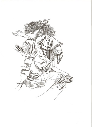 Dibujo titulada "PADECER EN LA REALI…" por Eduardo Bustos Segovia, Obra de arte original, Tinta Montado en Cartulina