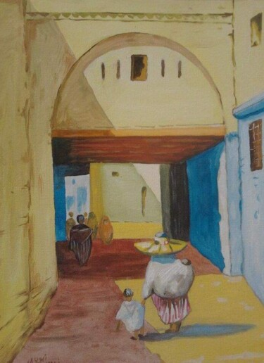 Dessin intitulée "La vie dans les rue…" par Ayoub Jamali, Œuvre d'art originale, Acrylique