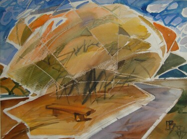 Painting titled "Structure of autumn" by Valerii Oliinyk, Original Artwork, Watercolor