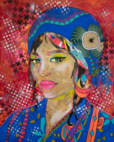 Peinture intitulée "La Gitane" par Art&B, Œuvre d'art originale, Acrylique